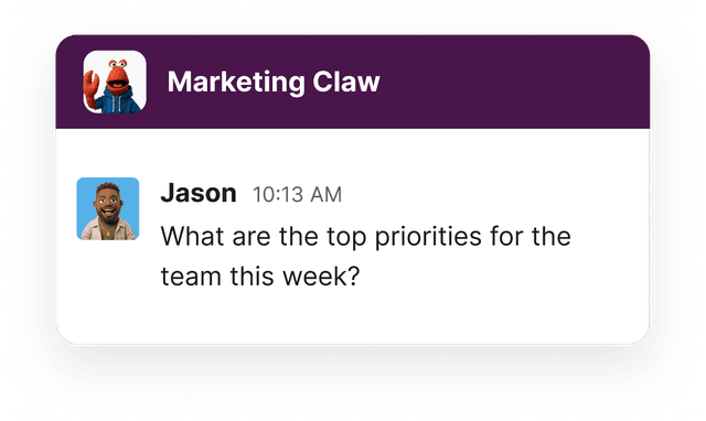 Marketing Workmate Slack conversation
