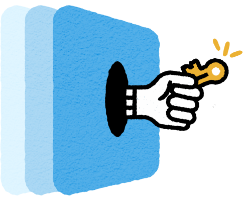 Hand inserting a key into a vault